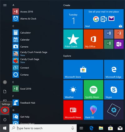 Windows 10 Settings Sprocket